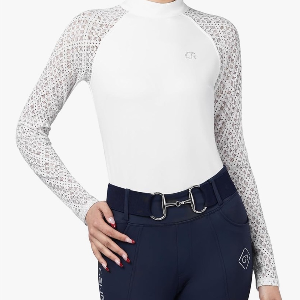 Women's Equestrian White Lace Sleeve Show shirt